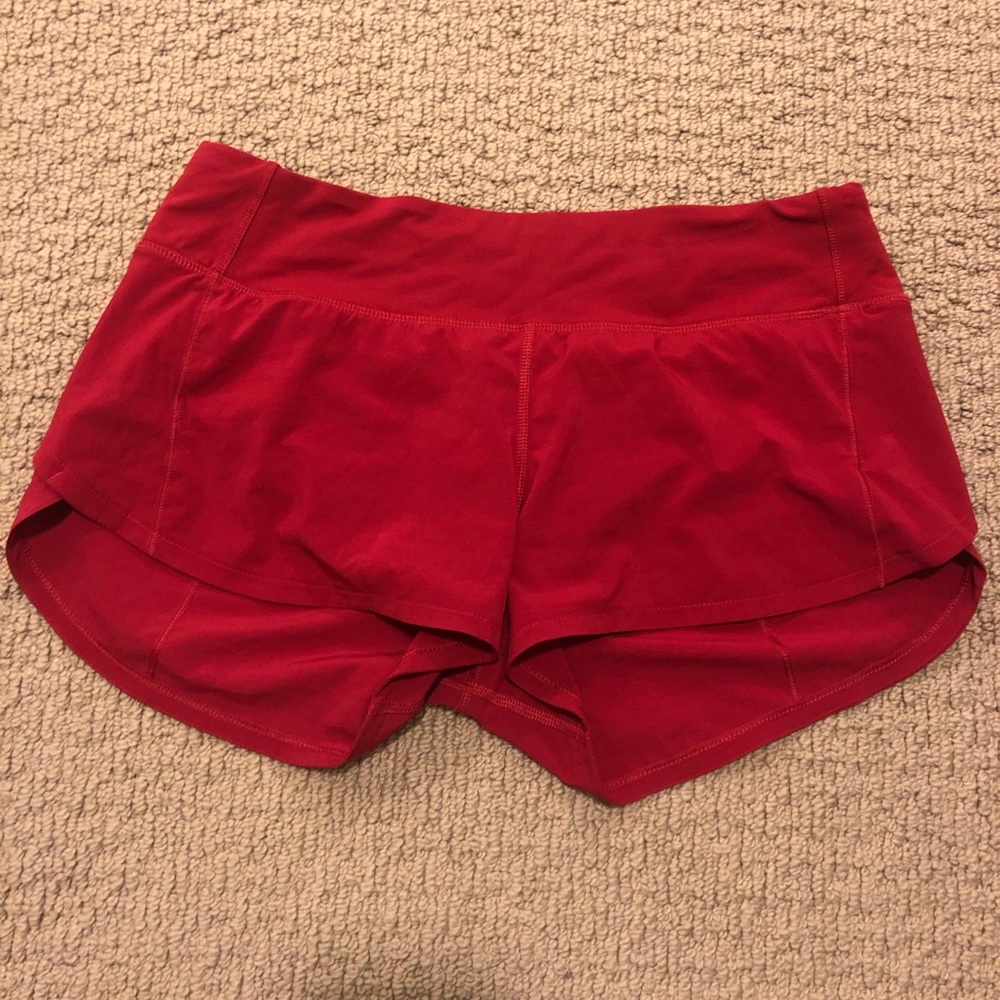 Red Speed Up Lululemon Shorts 2.5